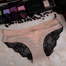Lace Fabric Transparent Seductive Lady No Marks Sexy Briefs Thin Summer Low Waist Lifting Hip-up Belly Triangle Pants