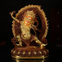 Tibetan Buddhist supplies imitate Nepal semi-gilt bronze tantric Guardian Buddha statue Vajra hand 8 inch 25cm