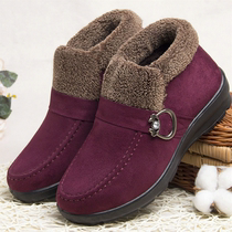   Old people middle-aged and elderly womens cotton shoes grandmas shoes womens winter warm flat-bottomed old Beijing cloth shoes old lady mothers shoes
