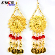 Yiwu factory price) Indian belly dance accessories)Lotus hollow red beaded earrings ear clip)Jewelry jewelry