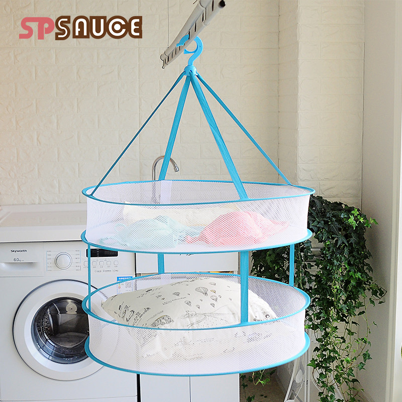 Home Double Layer Flat Sunning Clothesline Anti-Deformation Clothes Tiled Sunbathing Basket Airing Hooded Sweater Sweater Drying Rack