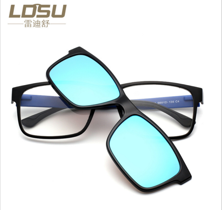 Myopia presbyopia glasses myopia polarization colorful night vision sunglasses dual-purpose magnet adsorption clip colorful dual-purpose