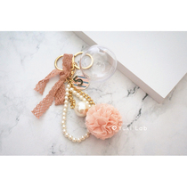Pearl chain flower ball bow keychain car hanging bag hanging hand ball accessories transparent Protective case