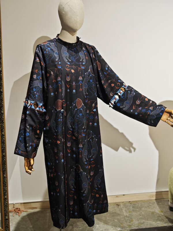 【Yinmiaotang】Meow Meow Double-Sided Round Neck Robe