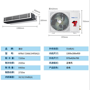 Haier/海尔 [中央空调家用3匹P变频风管机一拖一卡机空调KFRd-72NW]
