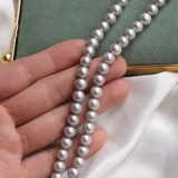 Серебристо-серое ожерелье из жемчуга, цепочка до ключиц, бусины, аксессуары ручной работы, 6mm, DIY, заготовка