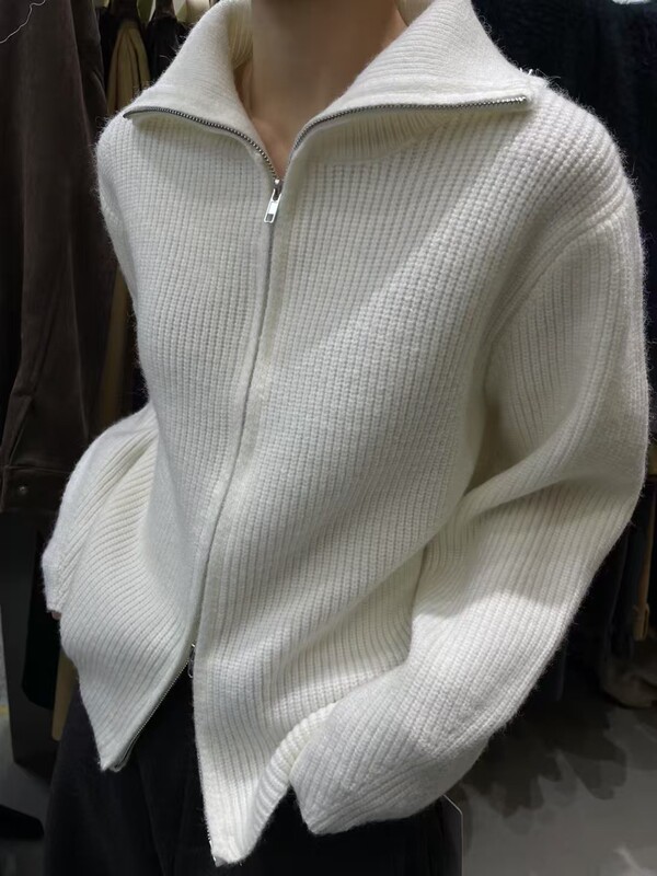Replay 2025 Winter New Korean Style Casual Loose Slimming Zipper Knit Cardigan Sweater Jacket