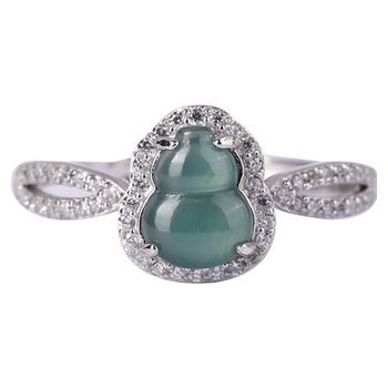 Colorful yunnan silver inlaid natural jadeite ring