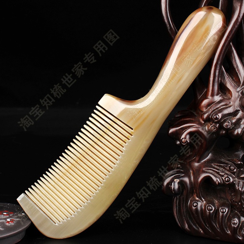 Yak Horn Comb Natural Thickened White Buffalo Horn Comb Scalp Meridians Massage Male and female lettering birthday present