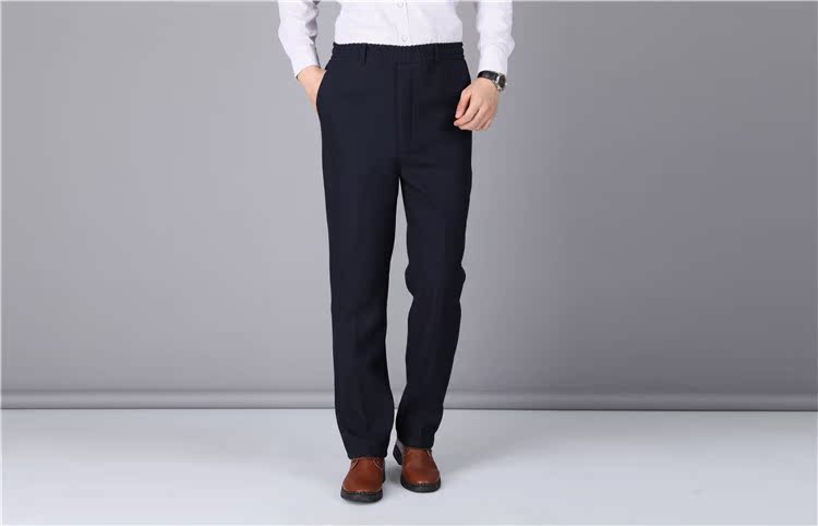 Mùa thu và mùa đông dày trung niên đàn ông dây thun eo quần rộng eo cao cha giản dị quần dài cũ quần thun dài nam