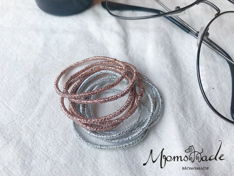 Phụ kiện tóc cho trẻ em MOMSMADE Vàng sáng trẻ em cơ bản vòng tóc dây tóc cô gái thực tế dây cao su bờm tóc đẹp
