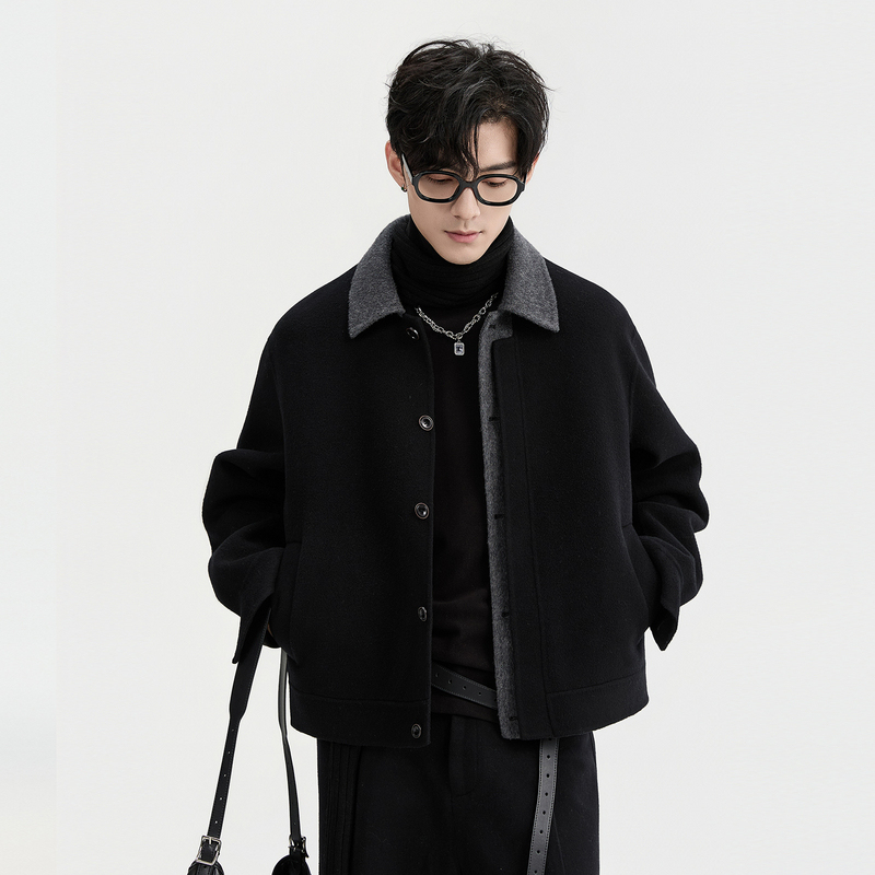 {All-Wool Comfortable Goose down Lining} Earl Zhuoer 26 Winter High-End Double-Sided Woolen Jacket Men's Short Coat {All-Wool Comfortable Goose down Lining} Earl Zhuoer 26 Winter High-End Double-Sided Woolen Jacket Men's Short Coat