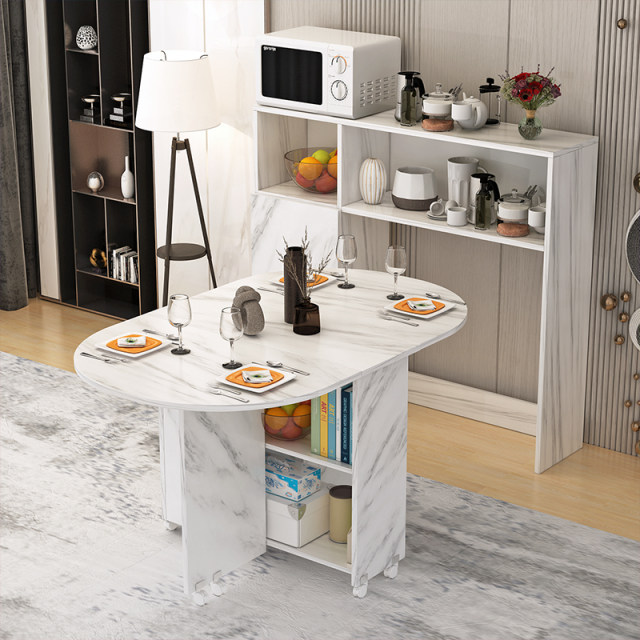 Simple small apartment folding dining table sideboard cupboard microwave oven cabinet combination multi-functional movable dining table