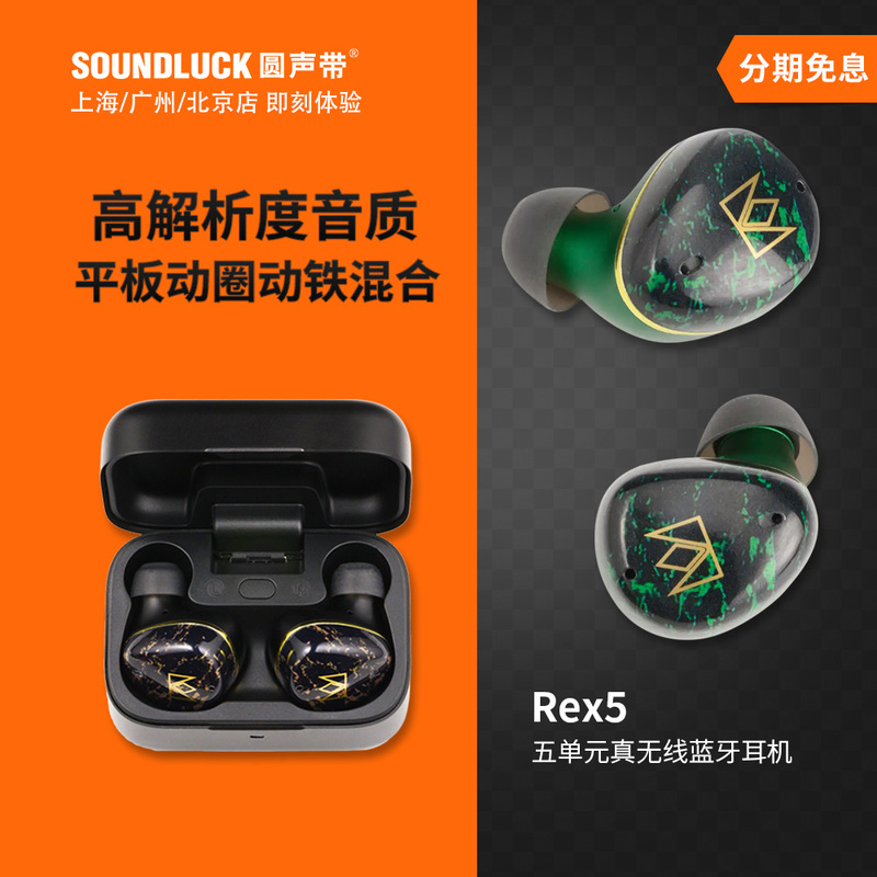 Noble Rex5 Dual-Driver Hybrid Five-Unit True Wireless Bluetooth Noise-Canceling In-Ear Headphones with Round Sound, Official Product Noble Rex5 Dual-Driver Hybrid Five-Unit True Wireless Bluetooth Noise-Canceling In-Ear Headphones with Round Sound, Official Product