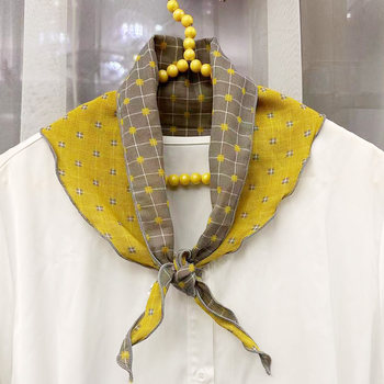 Neck protector double-sided cotton plaid triangle scarf small scarf headscarf