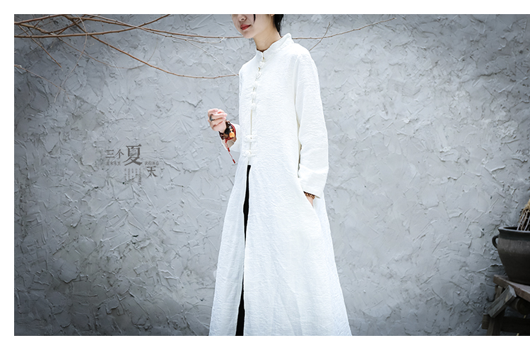 Văn học retro hàng ngày Trung Quốc quần áo kính chắn gió phong cách Trung Quốc Quần áo Zen dài lỏng cotton áo khoác áo khoác Zen áo choàng trẻ em áo khoác dạ nữ