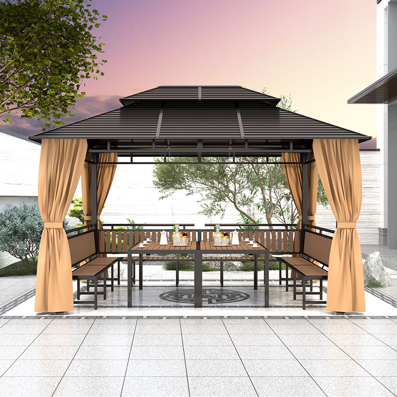 Cool Pavilion Outdoor Leisure Patio New Chinese Galvanized Top Pavilions Folk Farmhouse Farmhouse Le Outdoor Rain Protection Sunscreen Kiosk-Taobao
