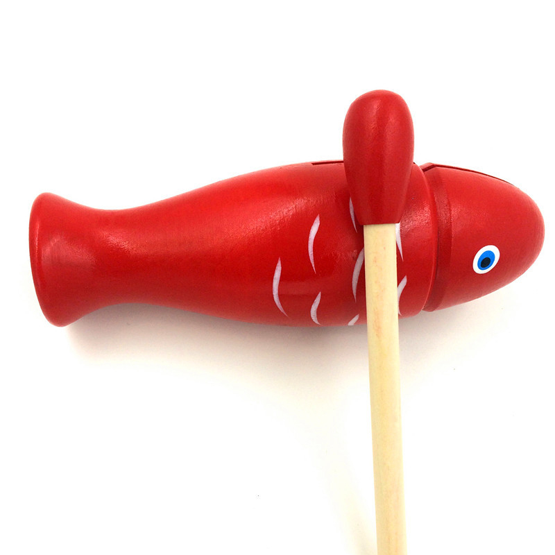 Orff bộ gõ đồ chơi giáo dục Bọ cạp hình con cá dạy nhạc cho trẻ em bằng gỗ đỏ trống hình con cá nhỏ đồ chơi trí tuệ cho bé