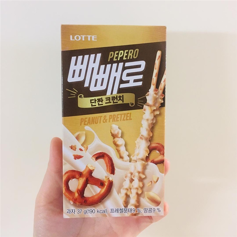 Korea Lotte Lotte PEPERO Peanut Nut Pretzel White Chocolate Flavor Cookie Bar 37g