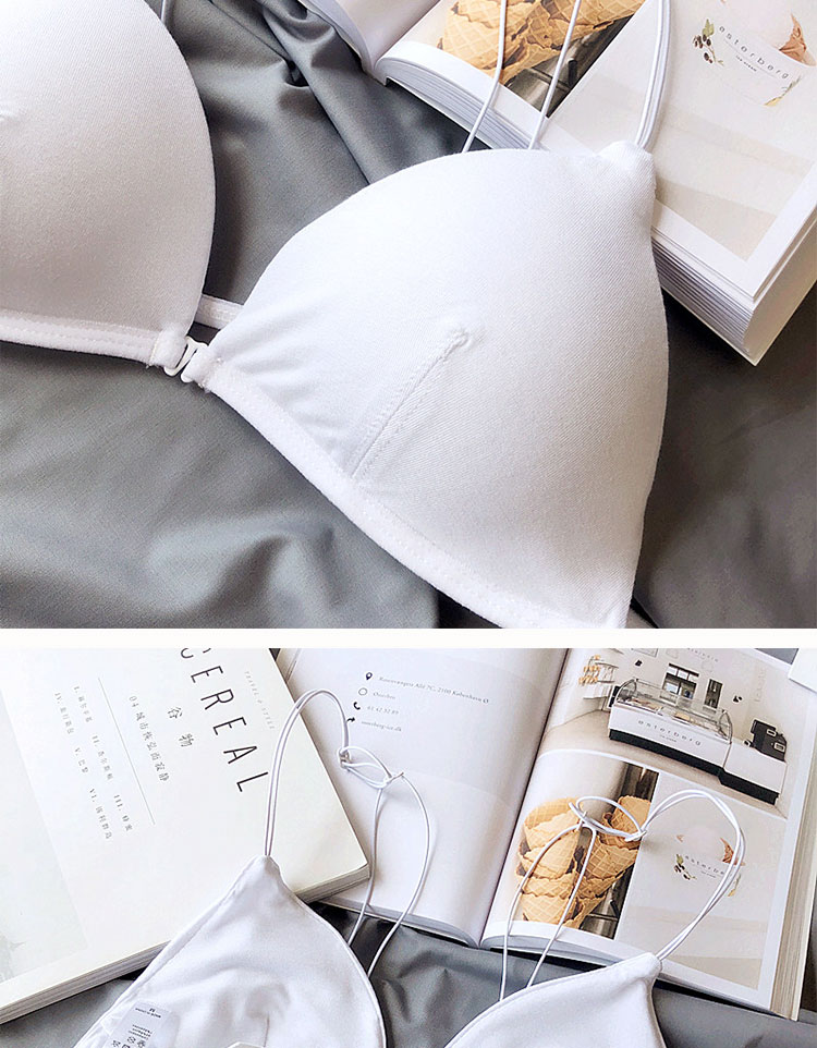 Halter khóa trước dây đeo vai mỏng đẹp trở lại mới Pháp tam giác cốc cô gái bralette không thép vòng áo ngực gợi cảm - Áo ngực không dây quần áo lót đẹp