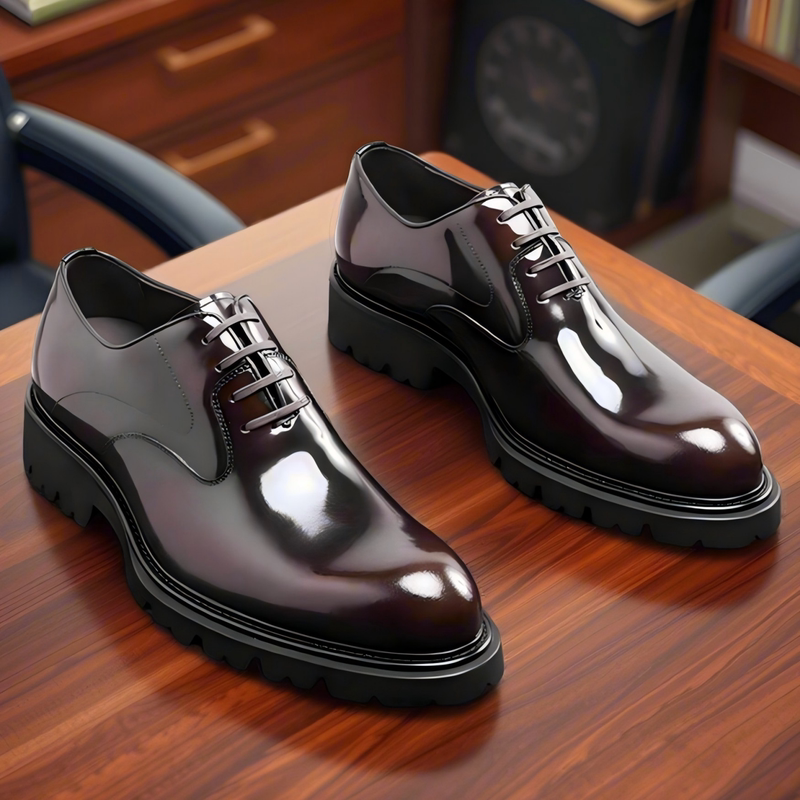 British Style Business Leather Shoes for Men, Formal Thick-Soled Height-Increasing Shiny Leather Youth Commuter Handmade Oxford Shoes, Groom's Wedding Shoes British Style Business Leather Shoes for Men, Formal Thick-Soled Height-Increasing Shiny Leather Youth Commuter Handmade Oxford Shoes, Groom's Wedding Shoes