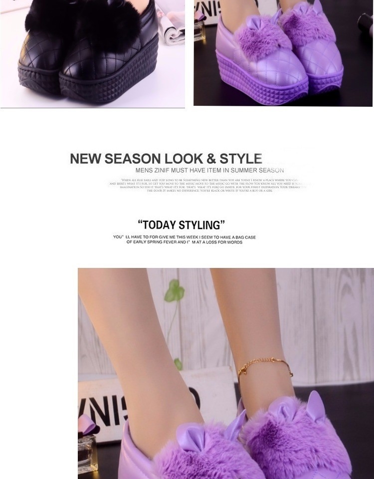 Dép cotton nữ mùa đông dày không thấm nước PU da cotton dễ thương Giày len dễ thương cao gót ấm thời trang nhà cotton mua dép
