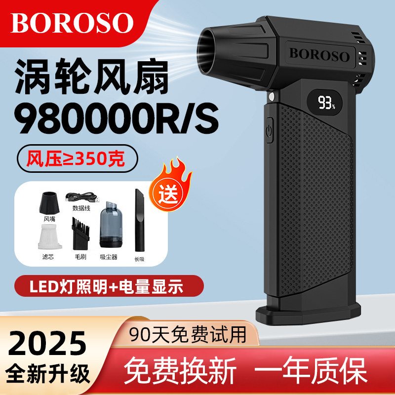 980,000 Rpm Violent Fan Brushless Motor Mini Turbo Fan Car-Mounted Dust Blowing and Vacuuming High-Speed Ducted Handheld Fan