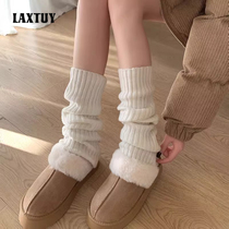 Japanese autumn and winter womens wool leg covers with snow boots shoe socks pile socks white calf socks cashmere socks