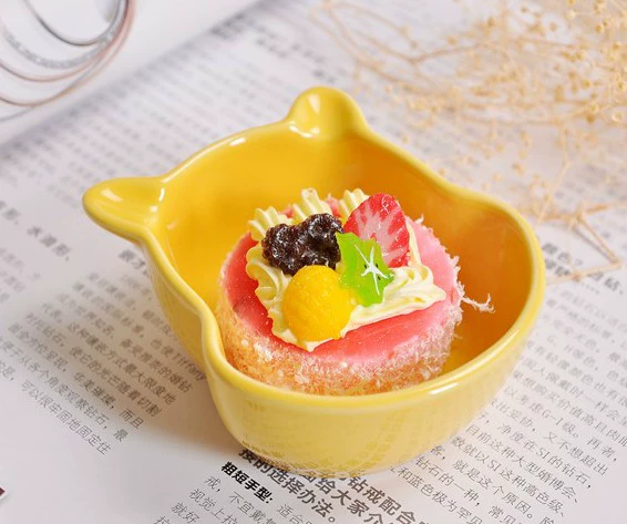 Bộ đồ ăn gốm sứ xuất khẩu dễ thương gấu trẻ em bánh pudding bát nước sốt dấm món ăn bánh nướng khuôn tráng miệng bát nướng - Đồ ăn tối