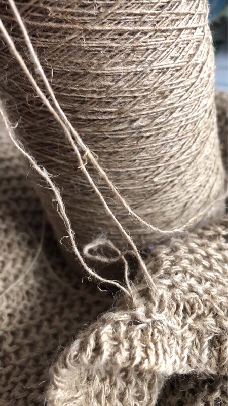 5-Count Single-Strand French Dewdrop Natural Color Linen Yarn, Deodorizing Coarse Linen Fiber Feather Knitting, 1 Skein 0.5kg