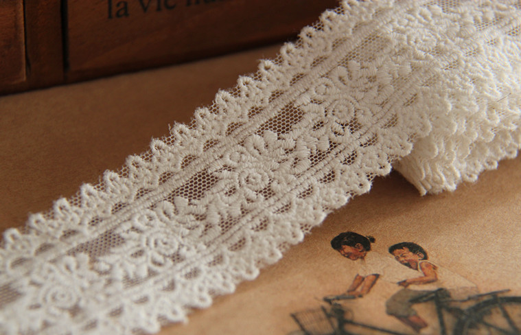 B8B3 clothing accessories high-quality lace classical rose mesh embroidery lace width 4cm white