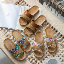 Vine Grass Weave Slippers Summer Women Indoor Floor Home Use Non-slip Lovers Linen Grass Mat Bamboo Cold Drag Male summer