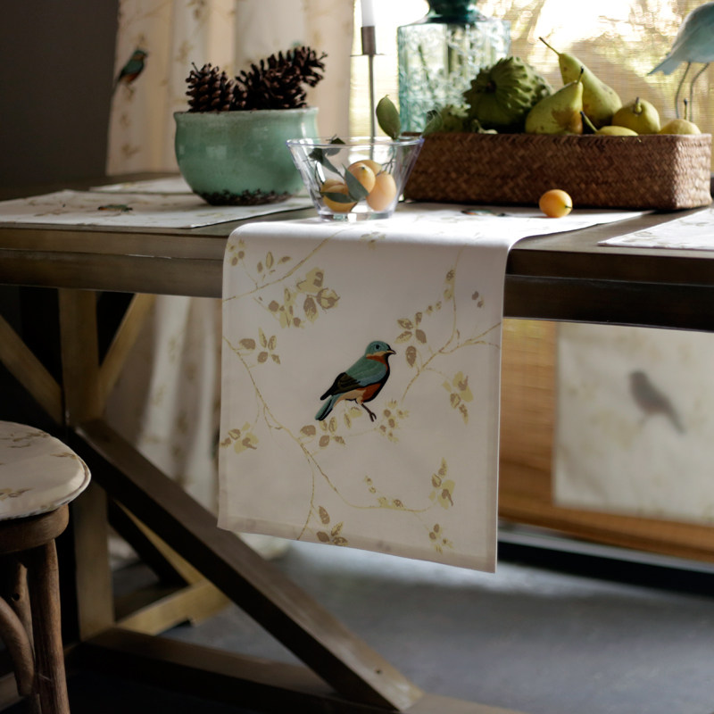 Table flag American style cotton linen Nordic embroidery Flow Su light extravagant strip table cloth tea table TV cabinet bed head cabinet Gaib