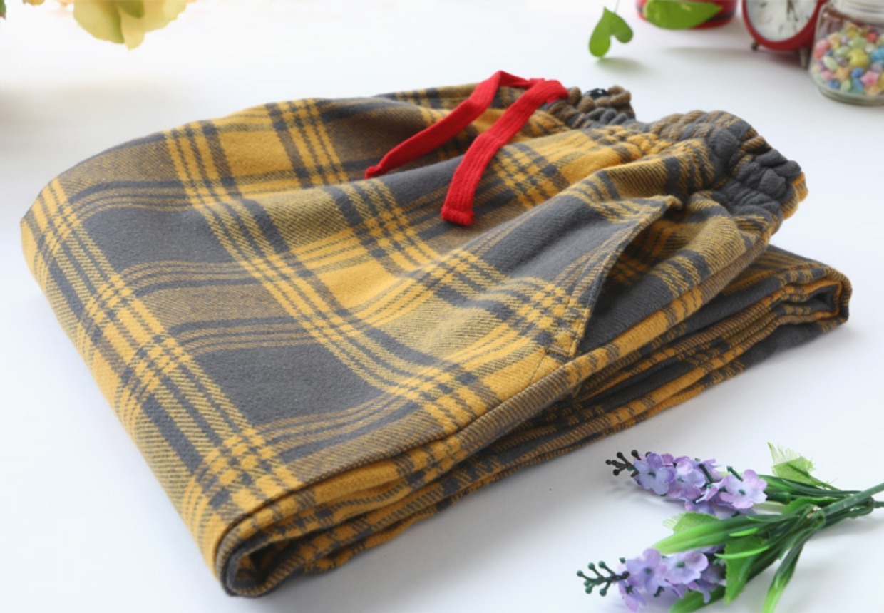 Chất lượng tốt mùa đông nữ cotton dày kẻ sọc nhung ngủ quần cotton nhà có thể mặc bên ngoài để giữ ấm quần âu nam