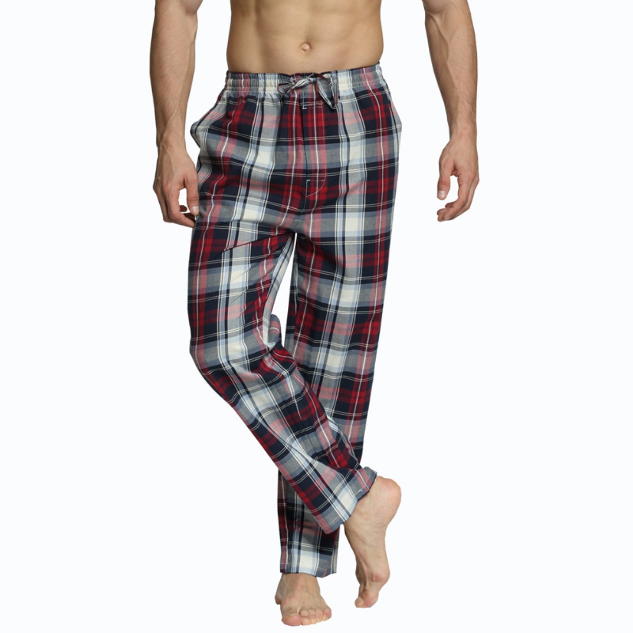 Bộ đồ ngủ mới cotton nam mùa thu quần mềm mại đơn giản kẻ sọc cotton rộng kích thước lớn thanh niên quần nhà quần legging nam