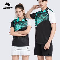 New mens and womens badminton clothing t-shirt short-sleeved patchwork couple table tennis suit sports top competition training suit