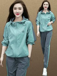 여성을위한 캐주얼 스포츠 슈트 봄과 가을 2025 새로운 긴팔 재킷 묶는 바지 여행 피트니스 러닝 슈트 2 피스 세트