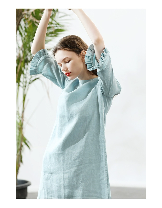 Chất liệu vải lanh và chất liệu vải lanh lỏng lẻo giảm béo che thịt hoang dã đơn giản giảm tuổi nữ váy nhỏ khí chất tươi - Sản phẩm HOT yếm váy