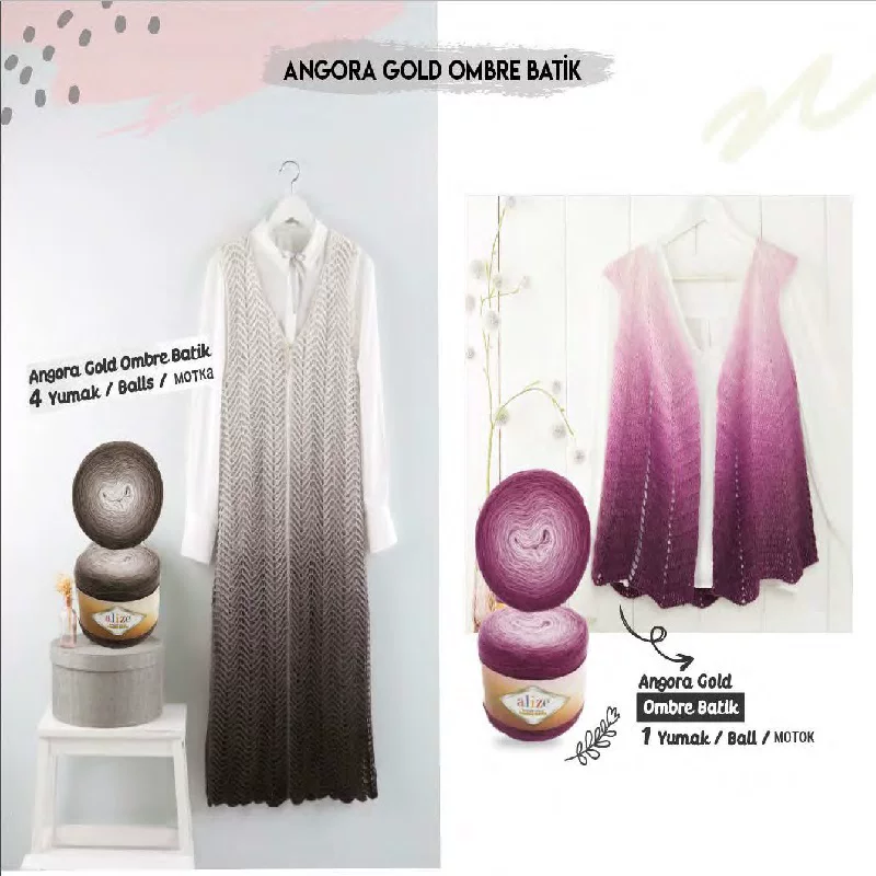 Алмазная пряжа Alize Angora Gold Ombre Cake Yarn 150GR -825MT %20 Wool - %80