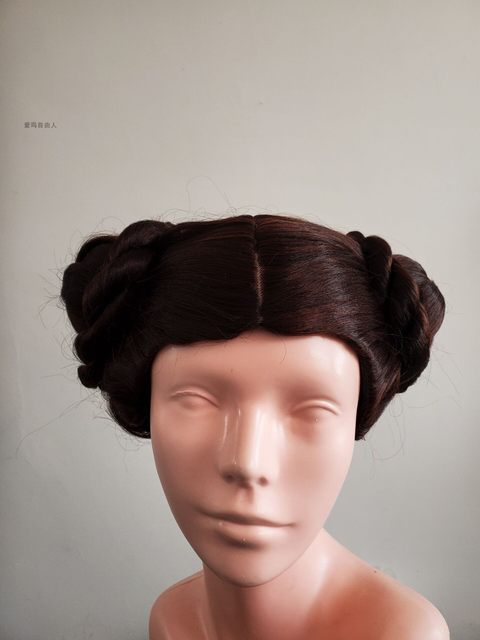 Star Wars Princess Leia Disney Princess Brown Center Parted scalp ຖົງຜົມ double Cos Wig