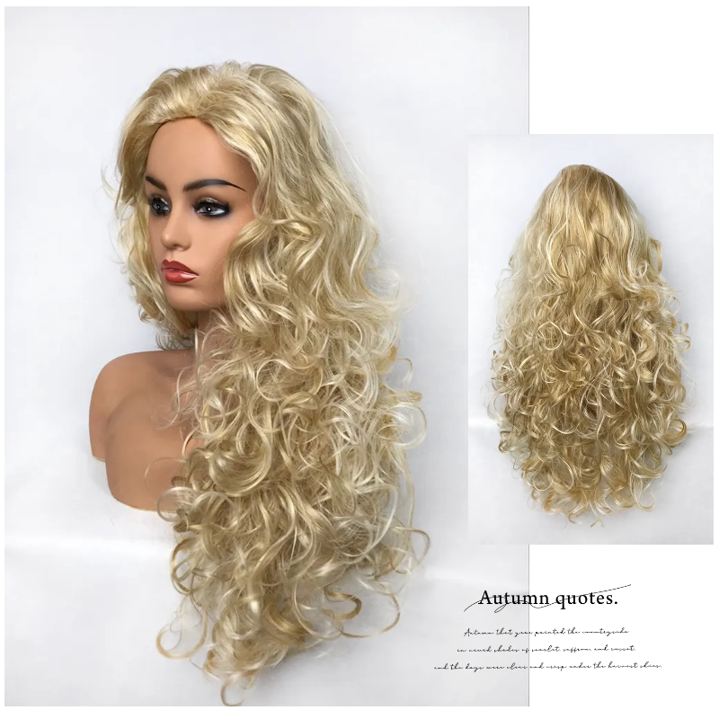 European and American Fashion Wigs, Big Wavy Wool Curls, High-Temperature Fiber, Blonde Girl Nightclub Party Wig European and American Fashion Wigs, Big Wavy Wool Curls, High-Temperature Fiber, Blonde Girl Nightclub Party Wig