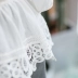 Ngọt ngào giả hai mảnh năm điểm tay áo cổ tròn trắng nhỏ áo voan ren chiến đấu eo áo giây