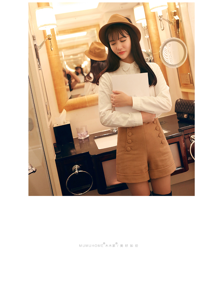 Ins siêu lửa gió đại học hai ngực còng mỏng giảm béo quần short hoang dã phụ nữ quần short nữ ống rộng