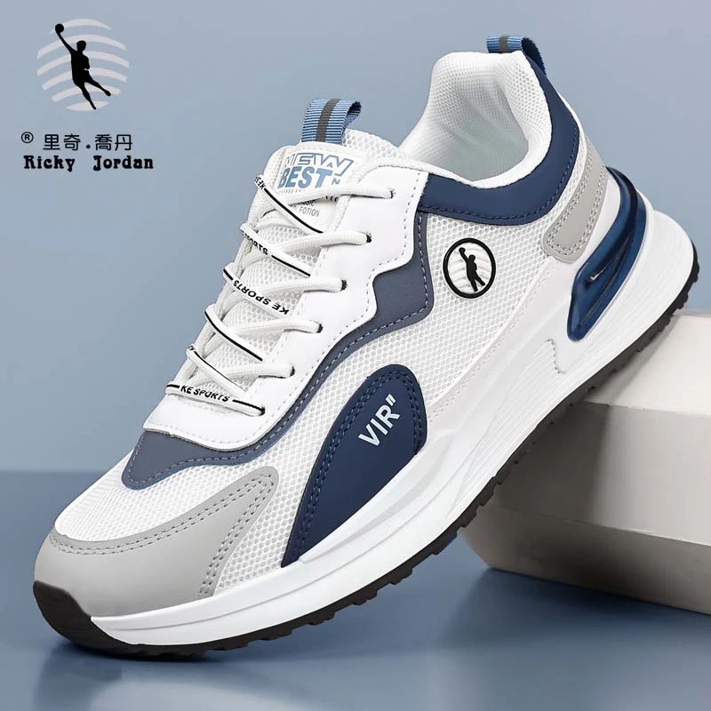 Richie Jordan Men's Shoes Spring New Casual Sports Shoes Leather Waterproof Walking Shoes Lightweight Non-Slip Running Shoes
