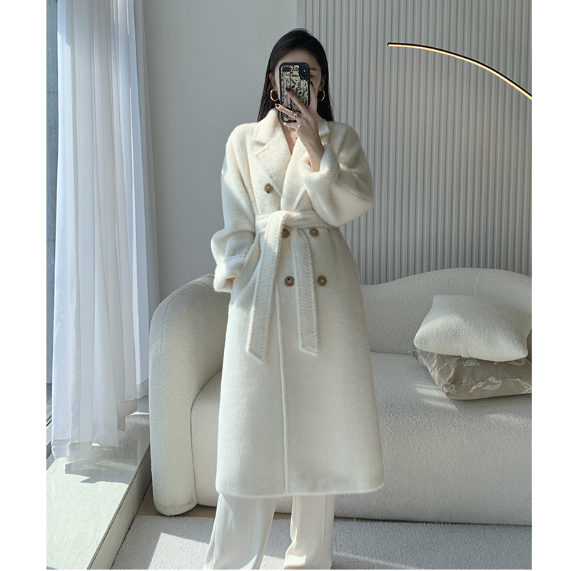 Puti Autumn/Winter m Brand 101801 Peruvian Suli Alpaca Wool Coat for Women, Mid-Length Alpaca Wool Coat