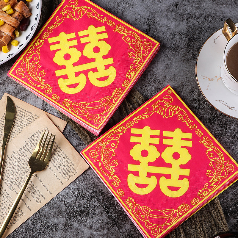 Color Wedding Paper Towel Paper Handkerchief Napkins Napkins Printed Paper Printed Paper Towel Face Towels Paper Big Red Double Delight