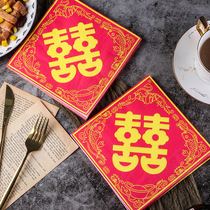 Color wedding paper towel handkerchief paper napkin face towels paper printed paper towel face towels with big red double joy