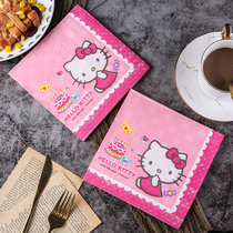 Color Napkin Printed Paper Printed Paper Towels Birthday Wedding Party Pure Wood Pulp Paper KT Cat