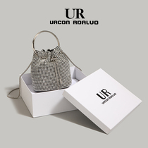 Chinese Valentines Day gift UR high-end light luxury rhinestone bag for women 2024 new versatile bucket bag portable shoulder crossbody bag