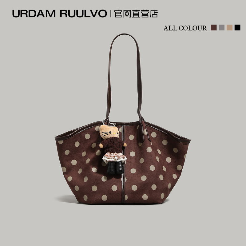 U&R Retro Suede Polka Dot Tote Bag for Women 2026 New Autumn and Winter High-End Shoulder Bag Daily Work Clothing Large Bag U&R Retro Suede Polka Dot Tote Bag for Women 2026 New Autumn and Winter High-End Shoulder Bag Daily Work Clothing Large Bag